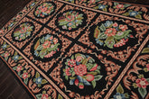 6x9 Black, Rust, Green Color Hand Woven Needlepoint Wool Traditional Oriental Rug